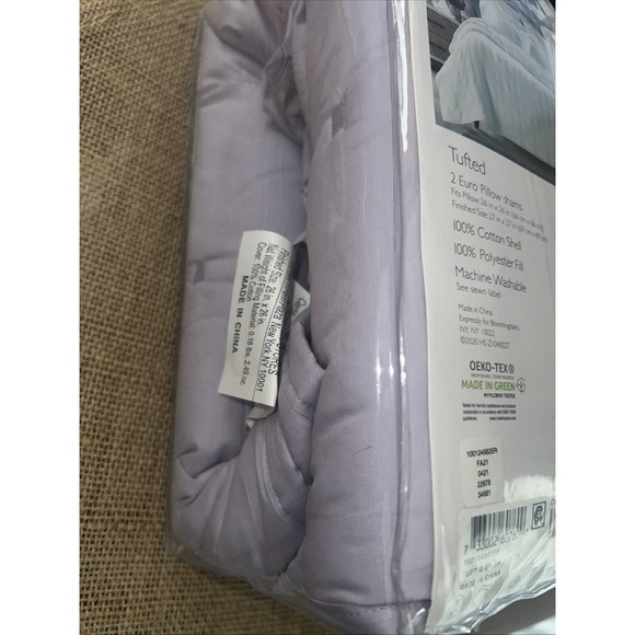 Sky 100% Cotton 2-Euro Tufted Lavender Pillow Shams 26x26 NWT $130 - Picture 8 of 8